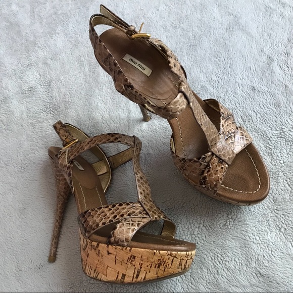 Miu Miu Shoes - Miu Miu Snakeskin Python Platform Stiletto Sandals